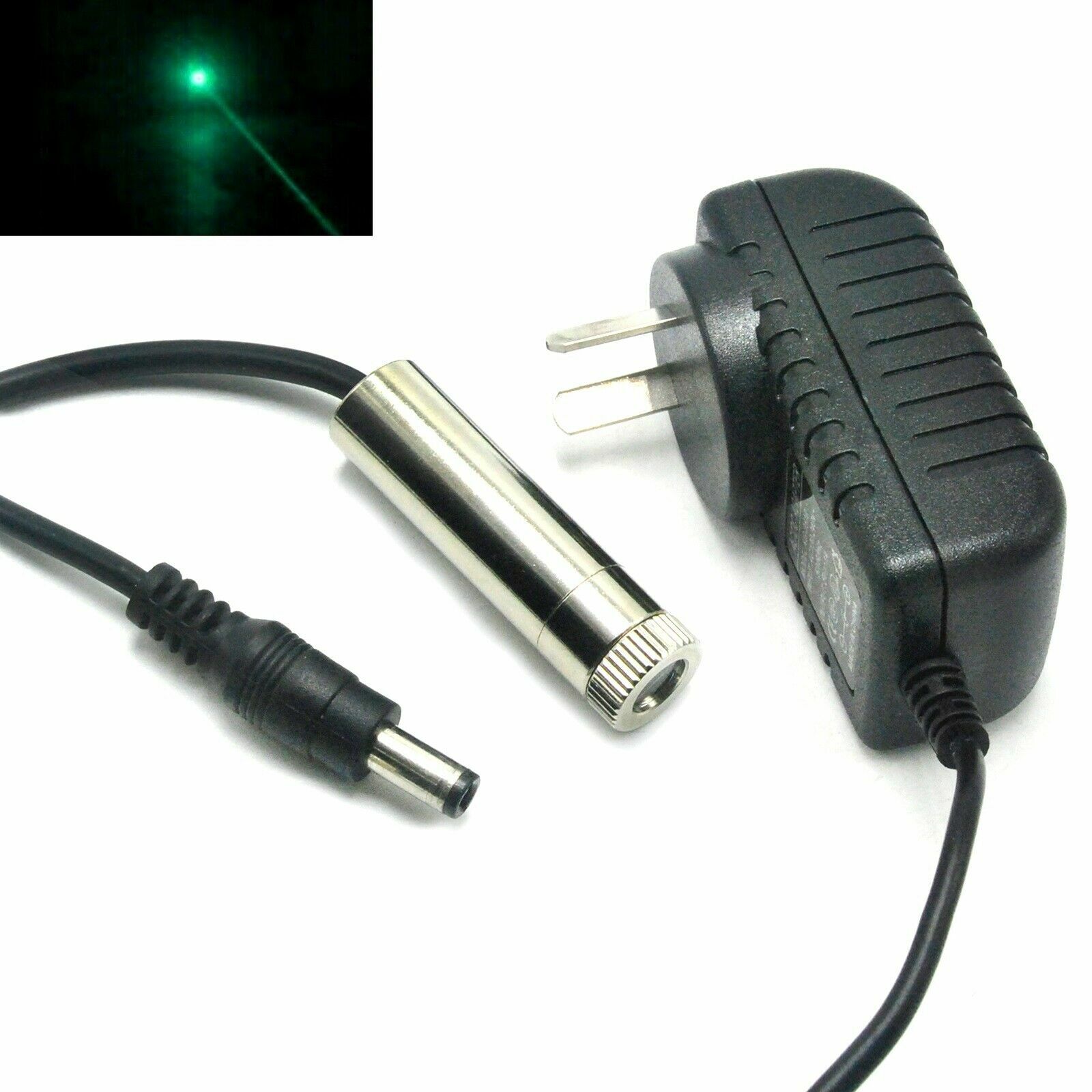 Green Dot 515nm 520nm 10mW Focusable Laser Diode Module 12x45mm 5V Adapter