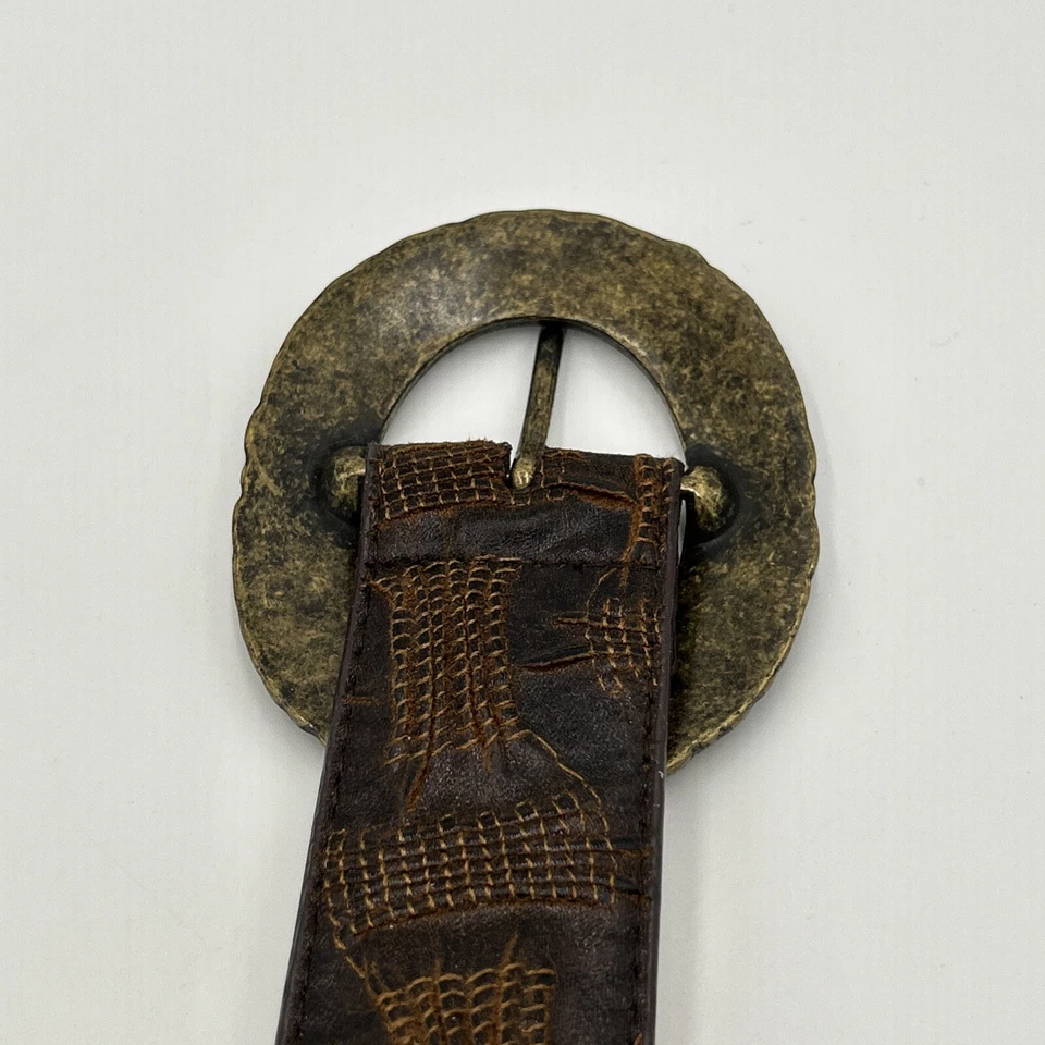 🔥Cinto de couro vintage Steve Madden tamanho M feminino com fivela grande e texturizado🔥 - Imagem 3 de 4