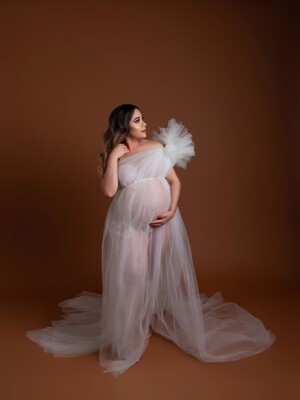 White Women Robes Baby Shower Tulle Ruffles Maternity Photo Shoot Birthday Gown | eBay White Women Robes Baby Shower Tulle Ruffles Maternity Photo Shoot Birthday Gown | eBay