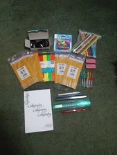 Large Lot Of Vintage And Modern Office Supplies Great Unused Pencils Erasers Ect