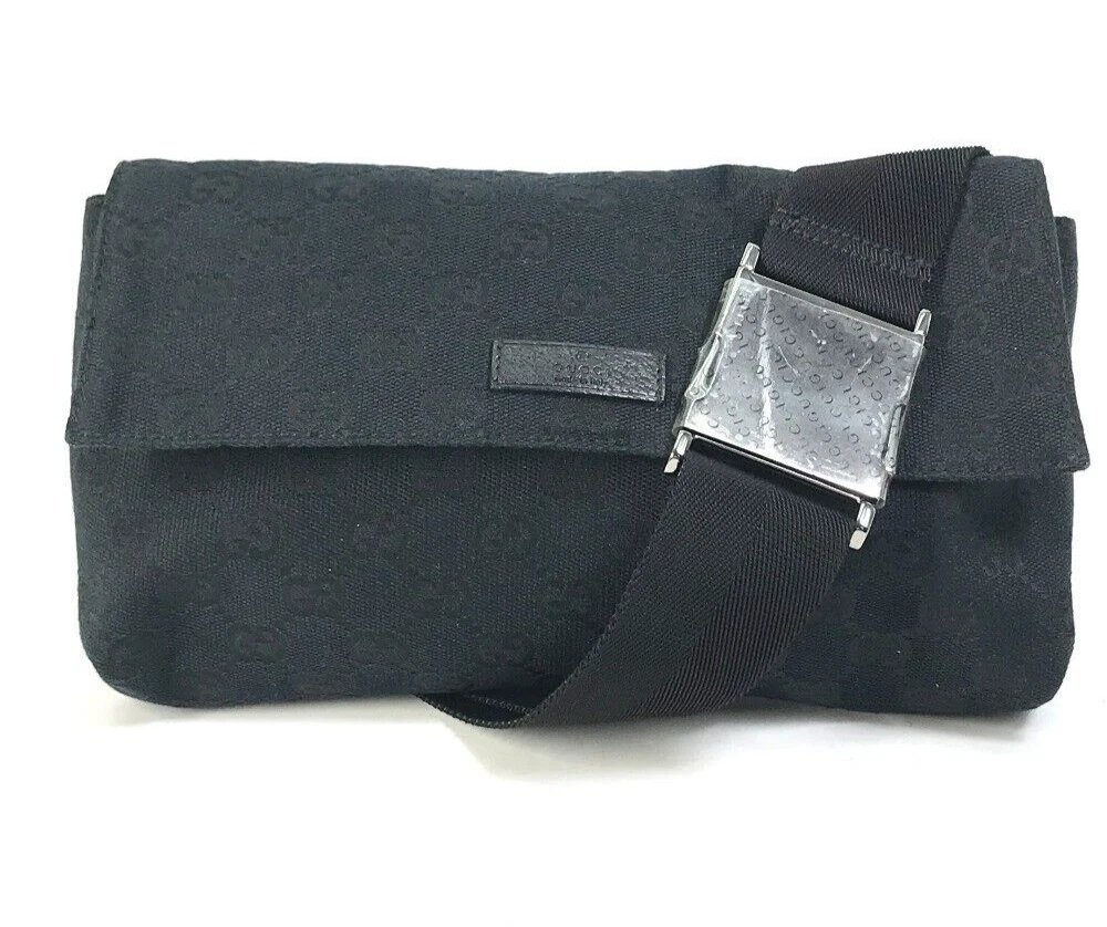 Gucci 146304 GG sac ceinture sac corps sac taille GG toile cuir homme noir