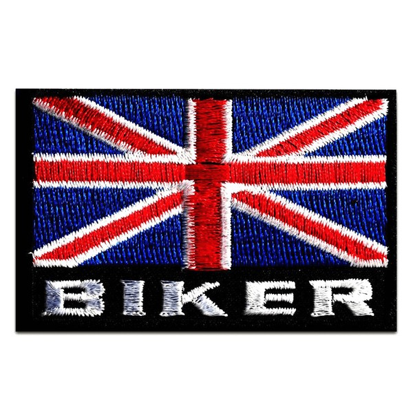 AufnäHer / BüGelbild - Biker Uk England Flagge Fahne - Rot/Blau - 7,4 X 4,8 Cm-image