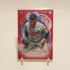 2019 Topps Inception Jake Bauers RC Red 8/75 SP Rookie Cleveland Indians #86