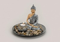 Buddha Mit Teelichthalter Im Vintage-Look, Durchmesser Ca. 19 Cm, HöHe Ca. 23 Cm