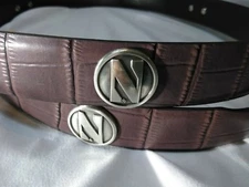 Men's Brown Genuine Leather Belt with Northwestern University Conchos Size 46 R+