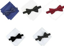 Alfani Men's Tied Bow Tie and Solid Pocket Square Set Available Colors  Styles