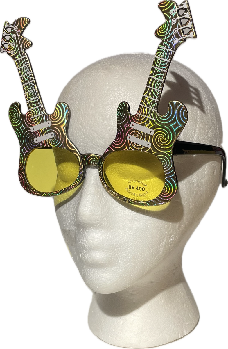 Glitzy GUITAR SUNGLASSES Funny Music Rock & Roll Electric  display picture 1