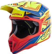 CASCO ACERBIS IMPACT 3.0 FLO GIALLO BLU MOTOCROSS MX BMX FIBRA DI VETRO MTB ECONOMICO