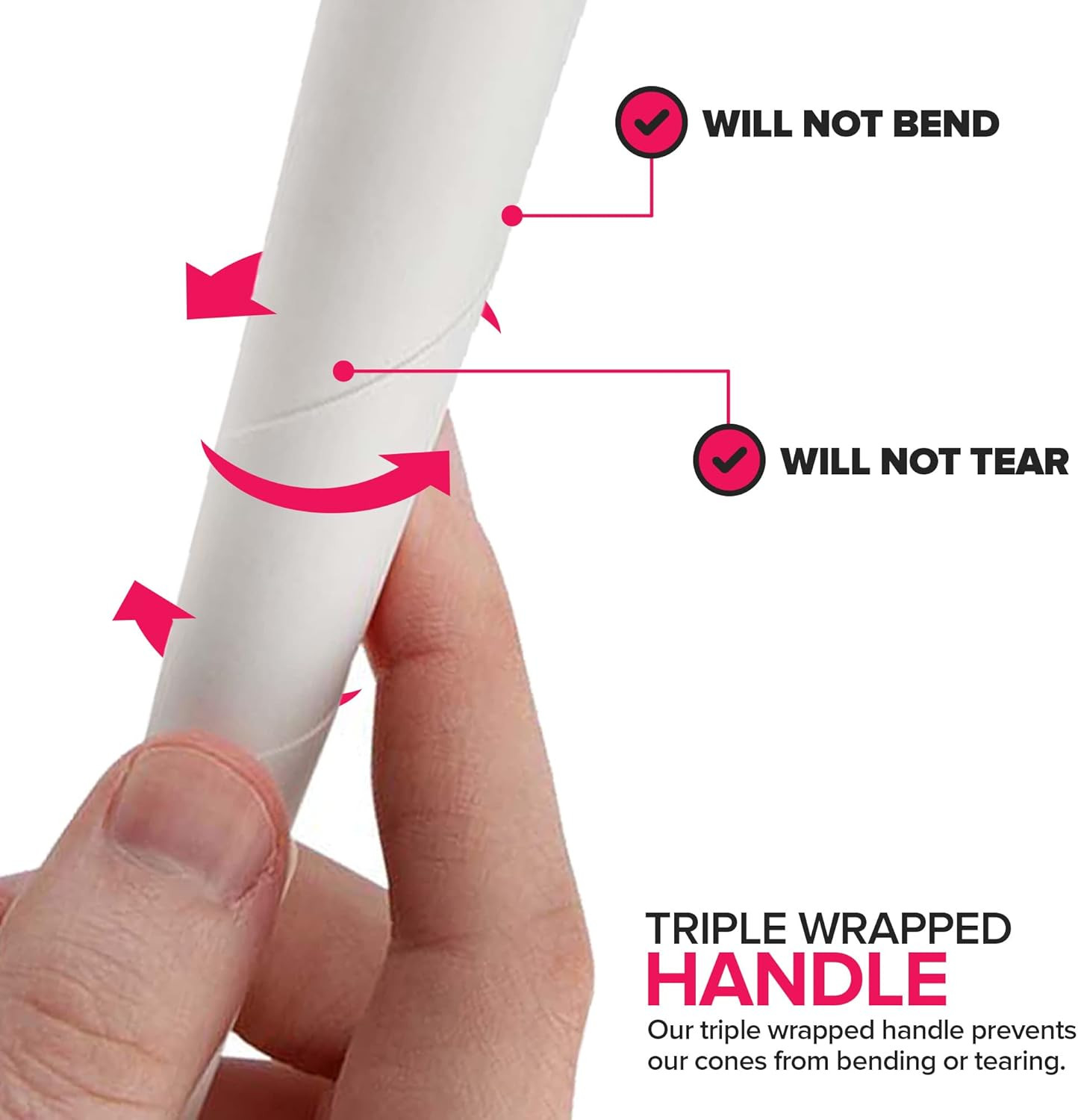 Cotton Candy Cones (100 Pack) - White Cotton Candy Sticks - Kraft Paper Cotton C