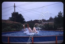 Swimming Pool Man Doing Flip Americana 35mm Slide 1950s