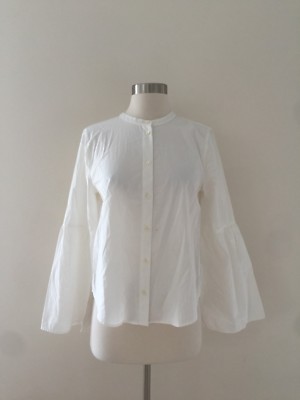 Bell♡　0819 New Madewell Bell-sleeve Button-down Shirt Top Blouse White