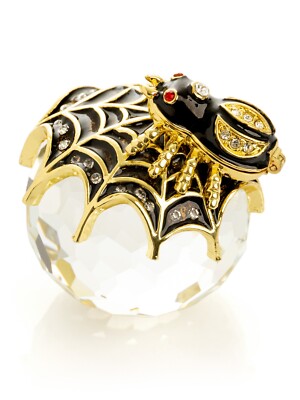 Keren Kopal Spider on crystal ball Trinket box Decorated with Austrian Crystals