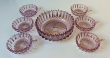 Schönes altes Art Deco Kompott Set / Dessert Schalen Schüsseln Lila