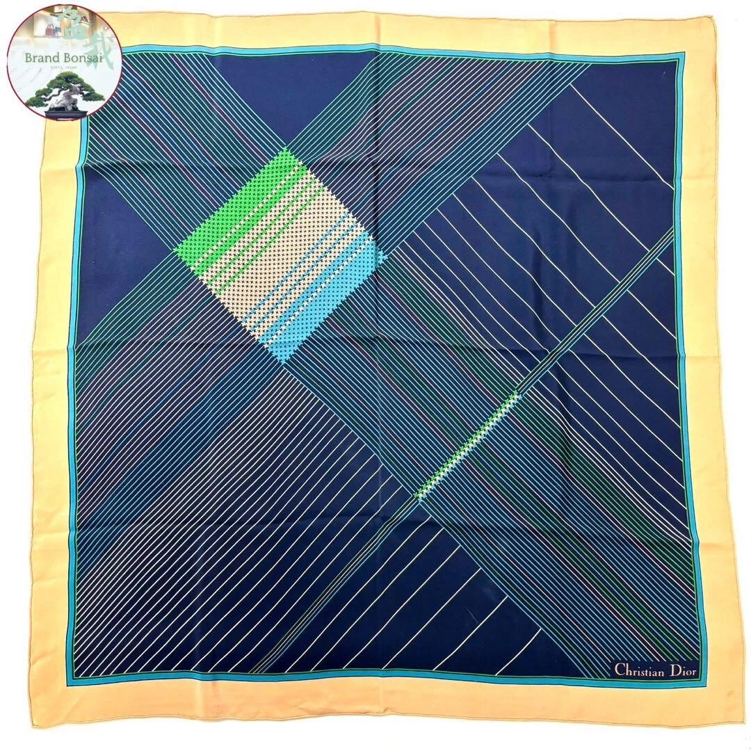 [authentique] Foulard Dior en soie 75 cm bleu marine A