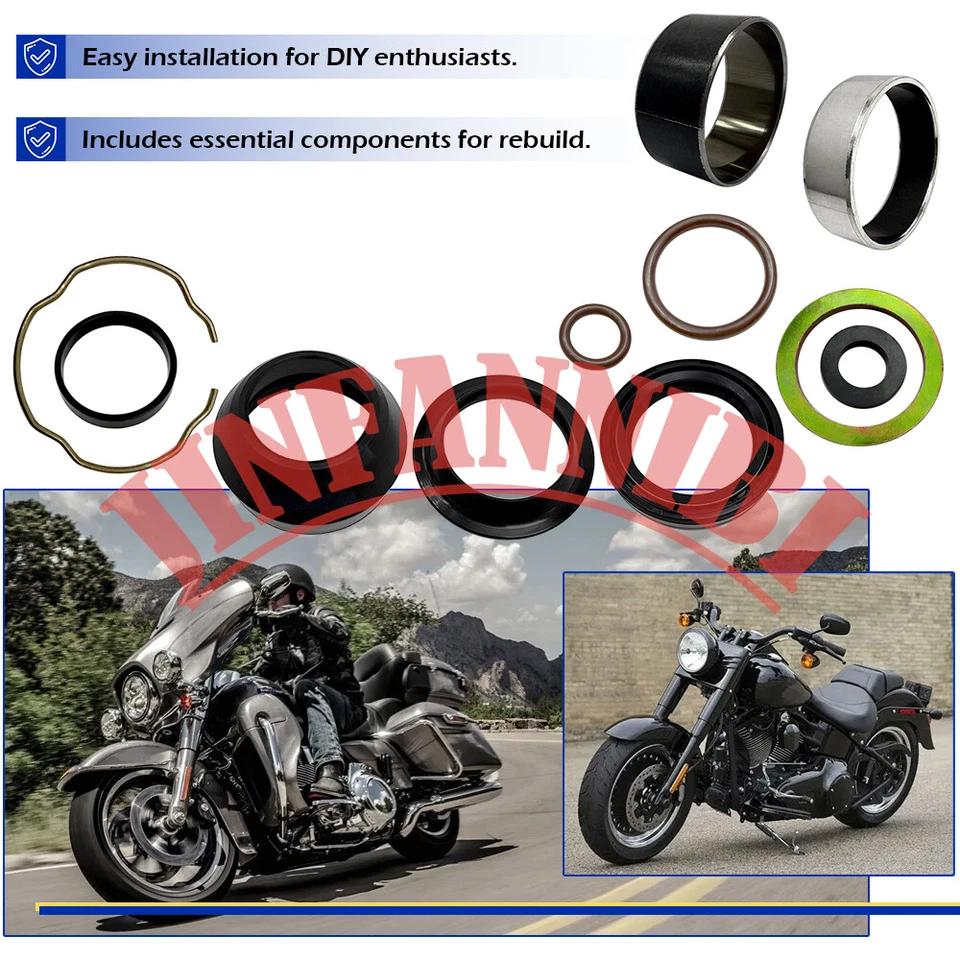 Front Fork Leg Rebuild Kit for Harley Electra Glide Road King with 41mm Forks Foto 2 de 4