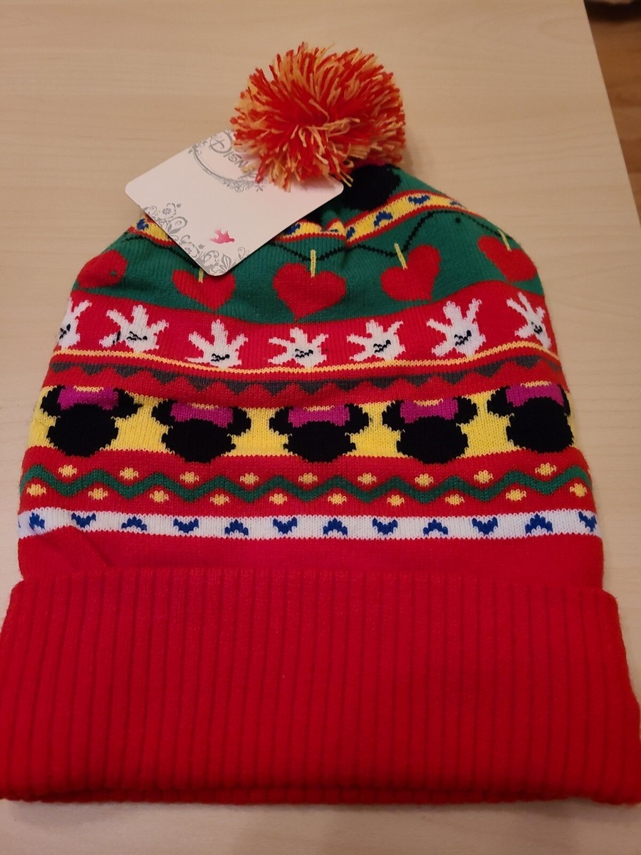 NWT Disney Mickey Mouse red and green Christmas beanie hat One