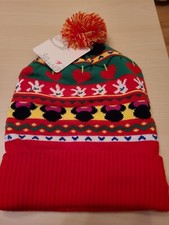 NWT Disney Mickey Mouse red and green Christmas beanie hat One size fits most