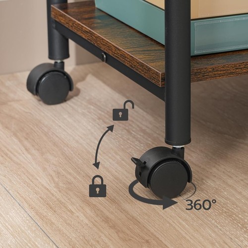 Compact Industrial Printer Stand with Lockable Wheels - Stylish Office Organizer - Picture 8 of 9
