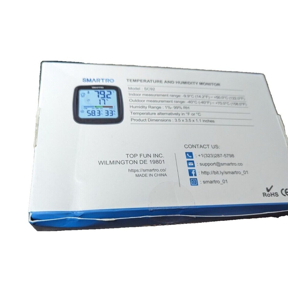 SMARTRO SC92 Wireless Indoor/Outdoor Humidity And Temperature Monitor ...