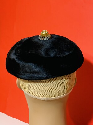 Vintage Womans Sears Millinery Hat Union Made USA Black 18  display picture 1