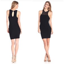 BCBGeneration Sz M/L Black Mesh-Yoke Bodycon Bandage Stretch Sleeveless Dress