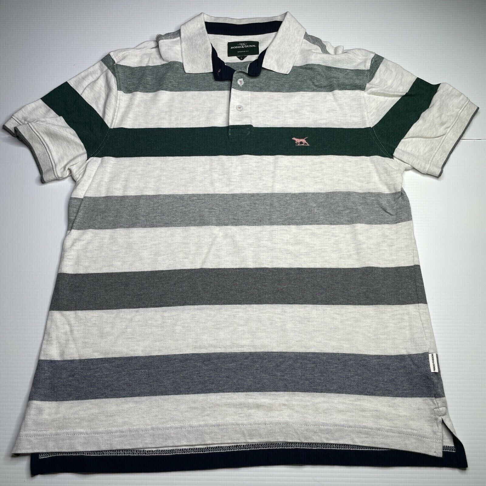 Rodd & Gunn Men's Striped Casual Polo Shirt Size L Sporty Fashion Fit