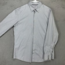 Charles Tyrwhitt Mens Dress Shirt 17-37 Green Blue Plaid Slim Fit Long Sleeve