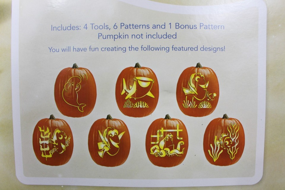 FINDING DORY PUMPKIN CARVING KIT Tools Patterns Halloween Set Nemo ...