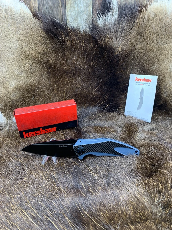 Kershaw 7008CFBLK Natrix XL Flipper Knife With Blue/Carbon Fiber Handles Mint - Image 3 of 4