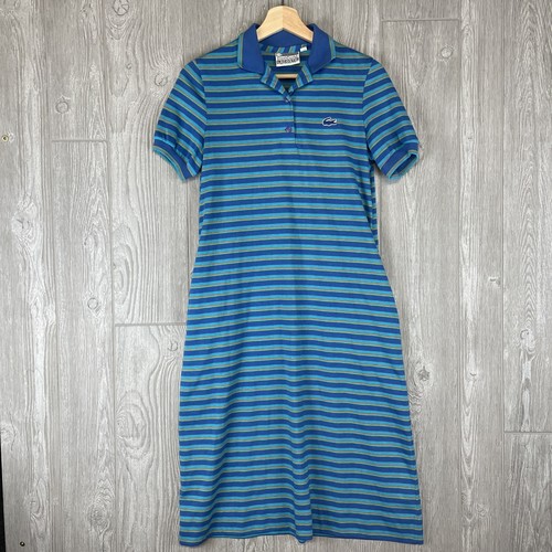 LACOSTE David Crystal Blue Stripe Vintage Short Sleeve Polo Dress Womens 8  | eBay