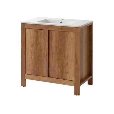 Badmöbel Set 80cm Waschbecken mit Unterschrank Waschtisch Schublade Hängeschrank - Bild 1 von 2