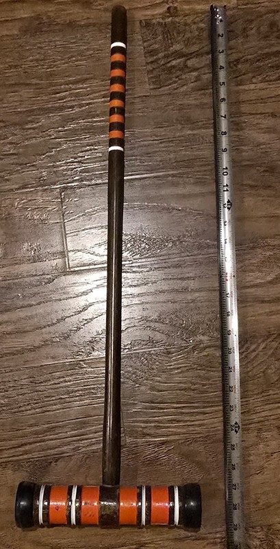 Vintage 29 Inch Orange Stripped Wooden Croquet Mallet Replacement 
