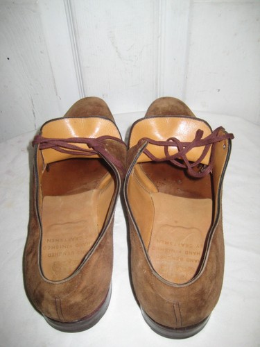 Zapatos Oxford de gamuza marrón terminados a mano en banco por artesanos talla 11.5/12 E - Imagen 16 de 23