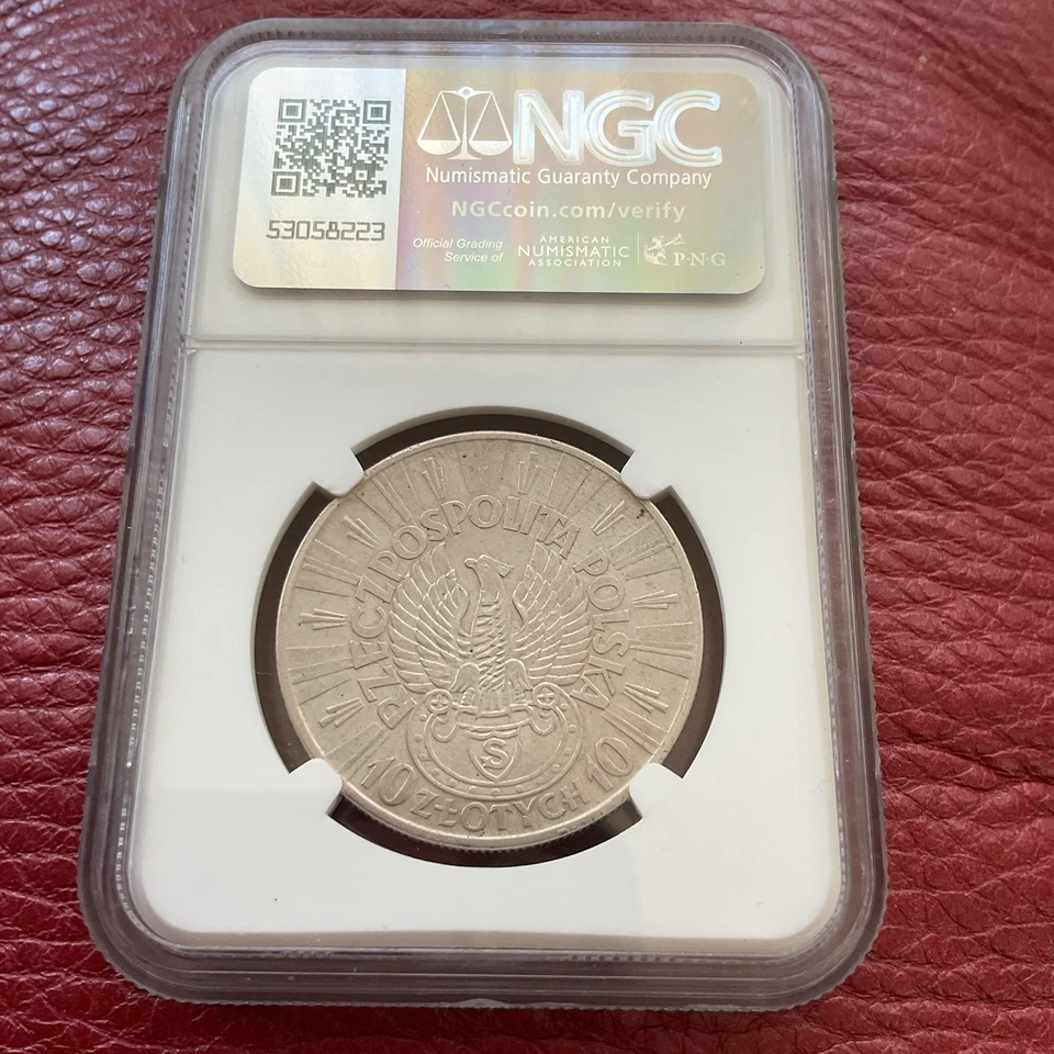 Auténtica moneda de 10 zlotych 1934 POLONIA, plata, Marshall Jozef Pilsudski Foto 4 de 4