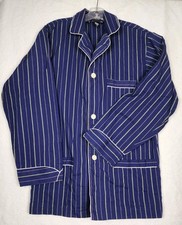 Vintage Christian Dior Monsieur Pajama Shirt Men's Medium Long Navy Stripe Top