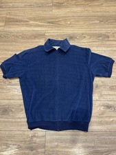 Vintage Givenchy Jacket Mens L Short Sleeve Blue Activewear Full Zip Shirt