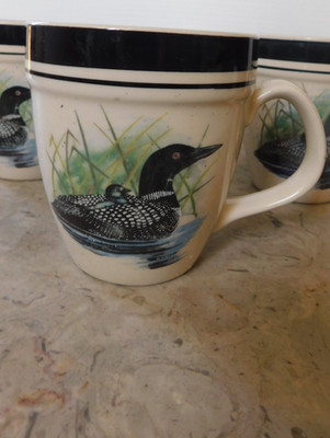 Loon Lake Stoneware Coffee Mug Cup by Scotty Z FolkCraft Nature Bird Lover Lake