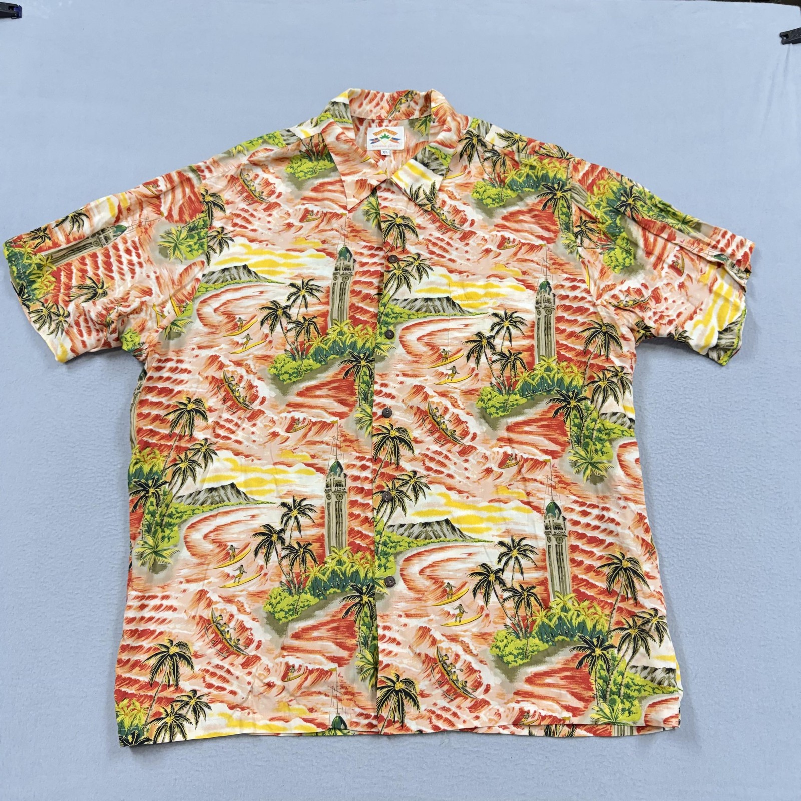 Pineapple Juice Shirt Mens XL Multicolor Hawaiian Short Sleeve Aloha Tropical