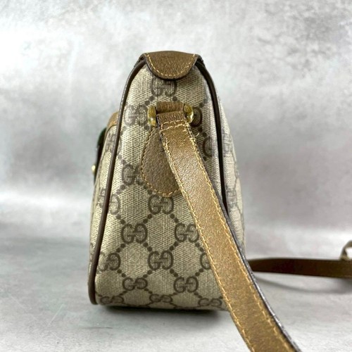 GUCCI GG Sherry Line Shoulder Bag Beige PVC x Leather Vintage Authentic Used - Picture 4 of 11