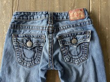 True Religion Jeans Women  s Size 25 Joey Big T Low Rise Boot Cut RN 112790 USA