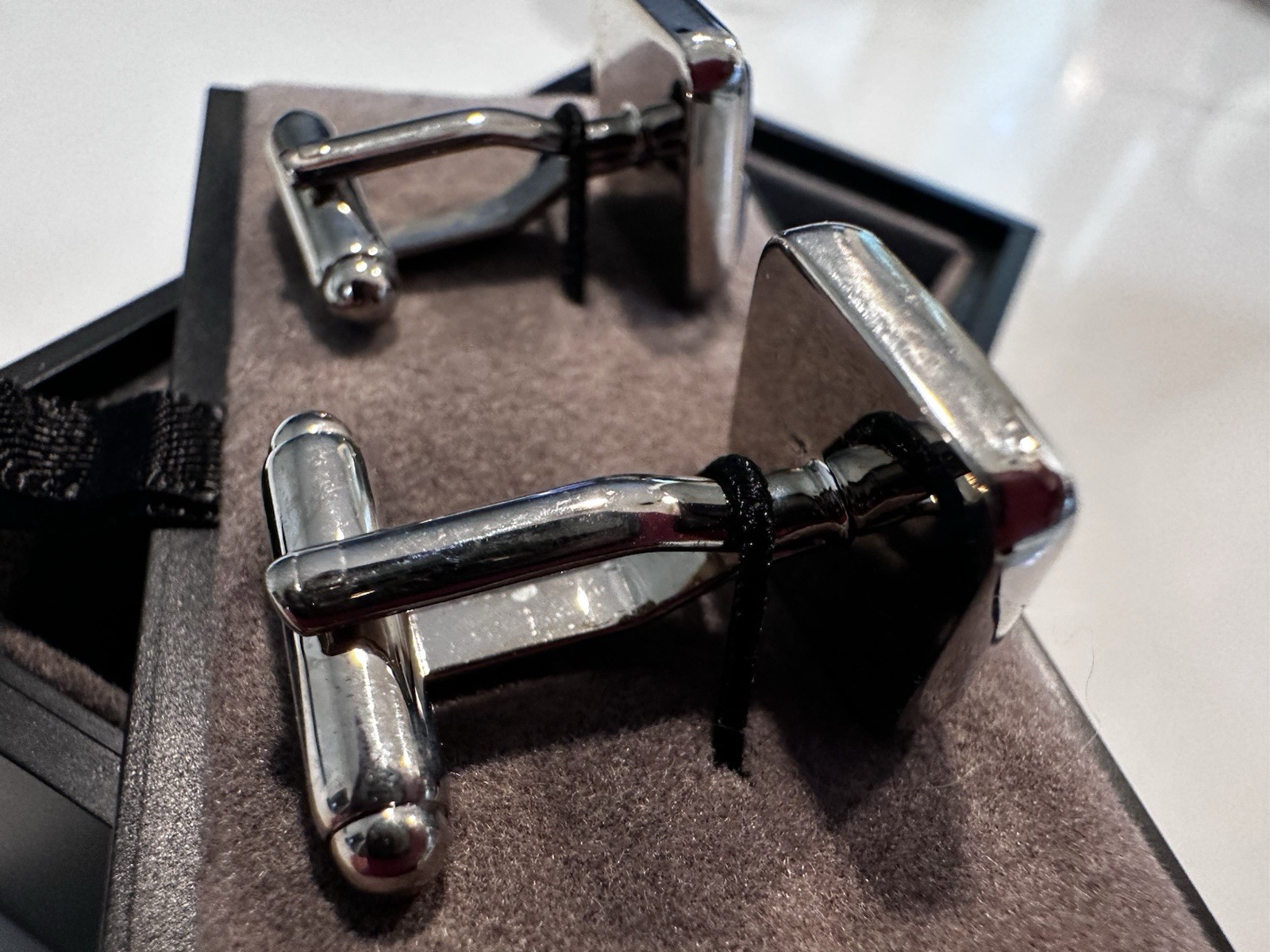 Elegant Blue & Silver Patchwork Cufflinks for Men - image 3