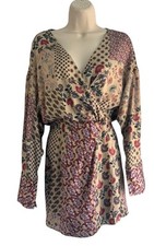 Zara Woman's Sz XS Patchwork Macedonia Faux Wrap Romper Dress NWT