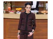 CHANEL 15A TWEED GROSGRAIN TRIM CC LOGO JACKET BLAZER FR42 US10