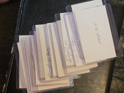 (14) College Football Hall of Fame SIGNED index cards - (12) were All-Americans