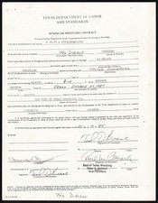 Ted DiBiase Million Dollar Man 1985 Signed Autograph Wrestling Contract WW39