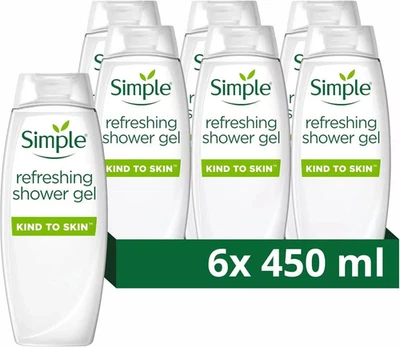 Simple Kind to Skin Refreshing Shower Gel body wash with cucumber extract for 6x