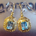 Gorgeous Genuine Blue Topaz Sterling Silver 925 18K over Gold Vermeil Earrings — photo 3
