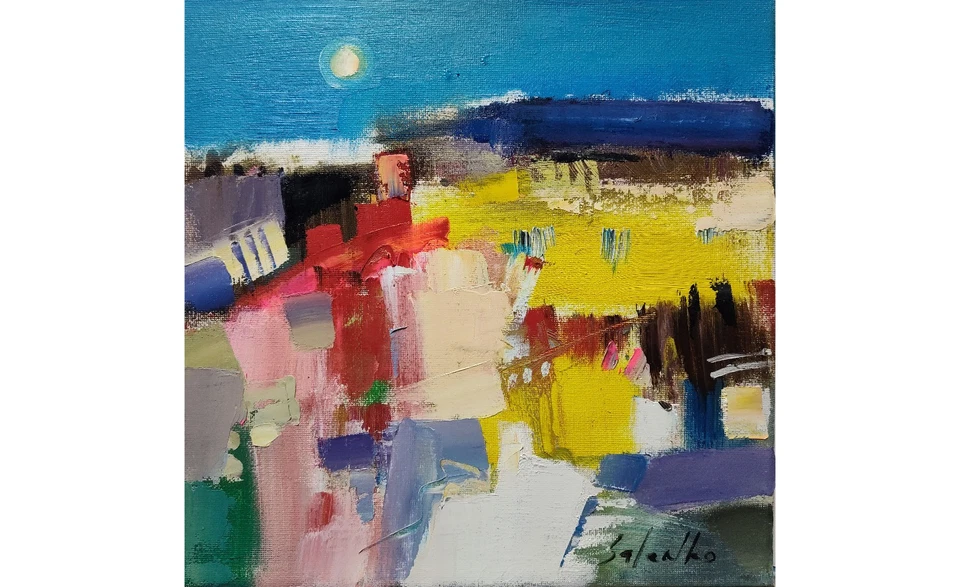 Pintura al óleo abstracta original, arte contemporáneo Foto 2 de 4