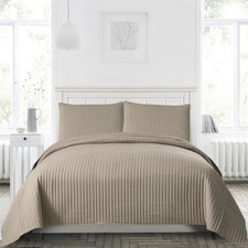 Light Taupe Queen Size Quilt Bedding Sets with Pillowcases,Lightweight for Al...