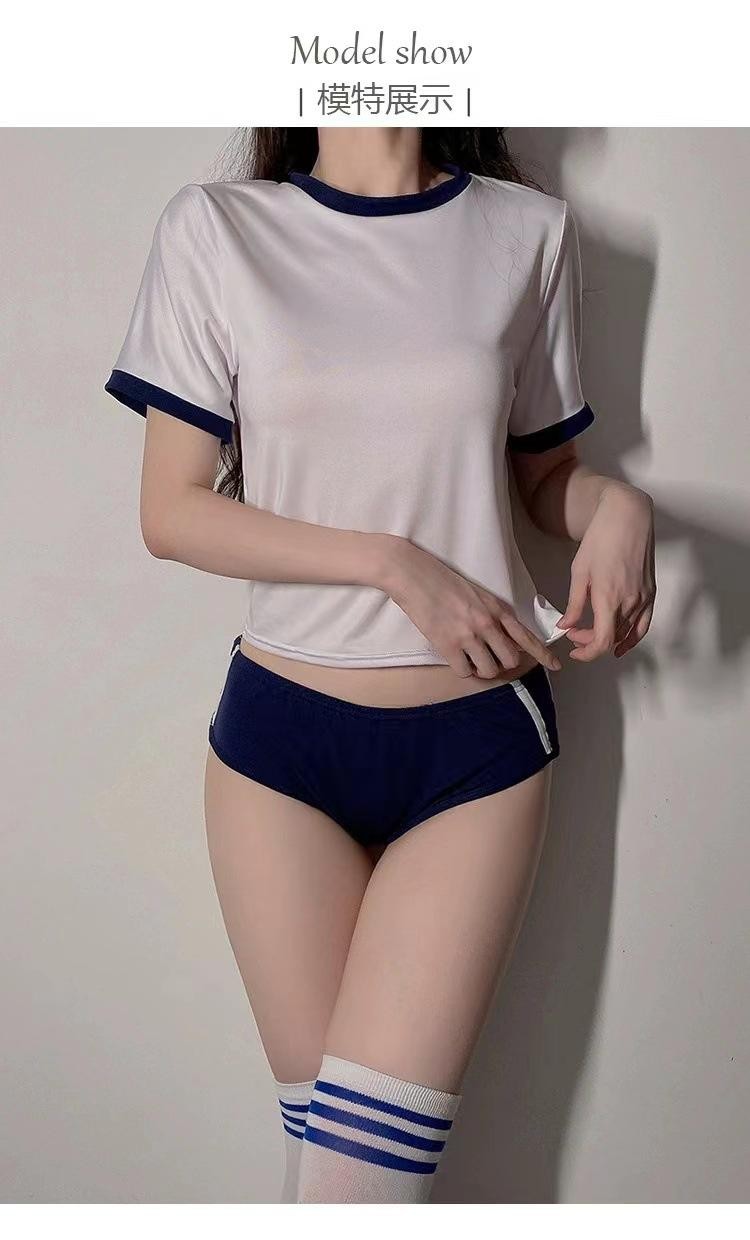 Japanese School Uniform Women Cosplay Costume Sportwear T Shirt Shorts Socks image 9